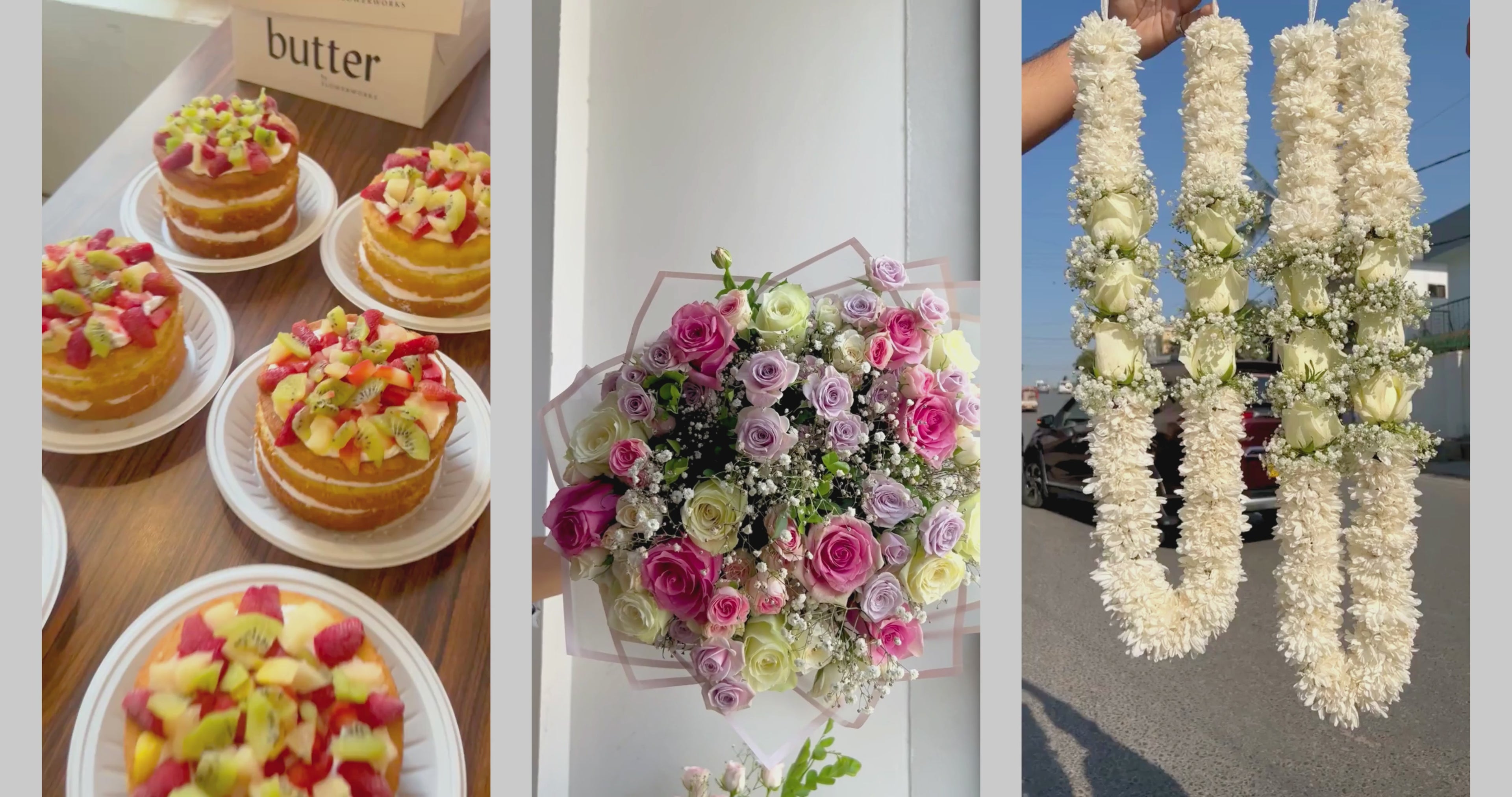 Load video: Cake and Flower Bouquet